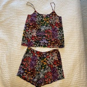 Floral Silk Top and Short Set
